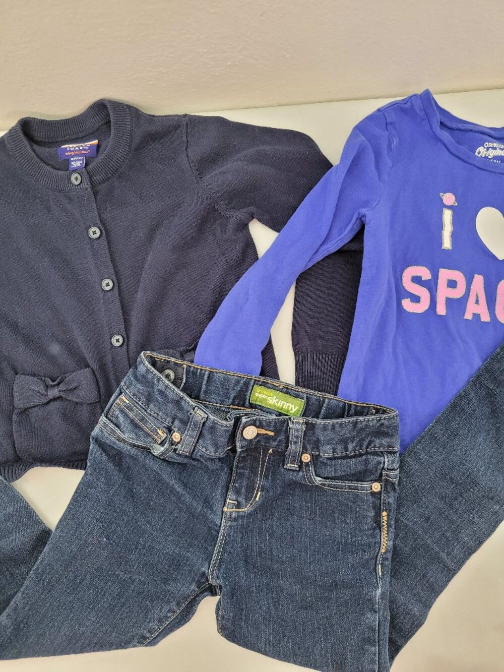 Girls 6 Old Navy Skinny Jeans & 6x French Toast Sweater & Osh Kosh Shirt Bundle